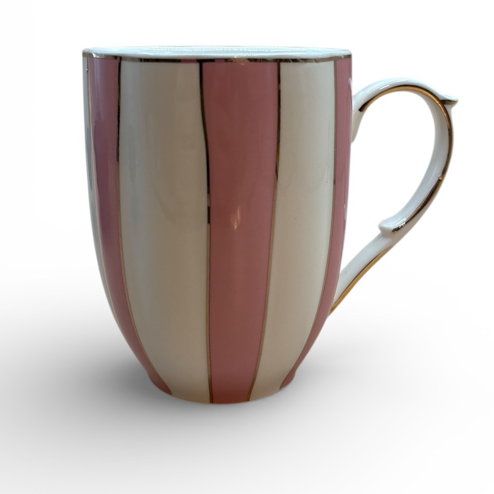 Grace Teaware Pink and White Striped Mug NEW
